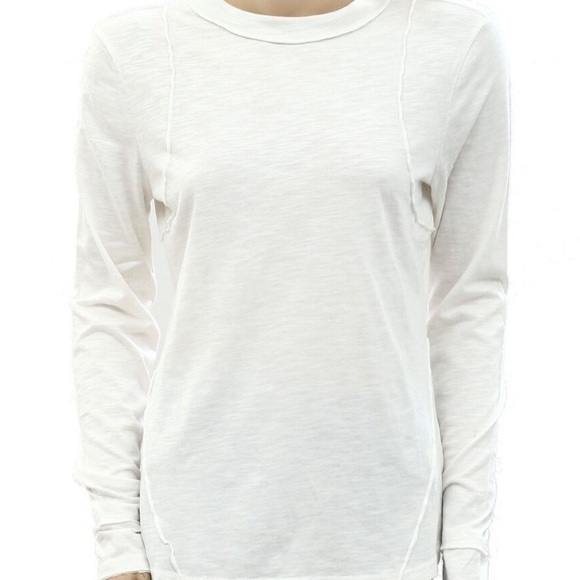 Anthropologie Pilcro Reconstructed Long Sleeve Coconut Milk Tee XL NWT - Picture 9 of 9